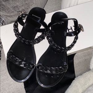 Black Givenchy chain sandals.